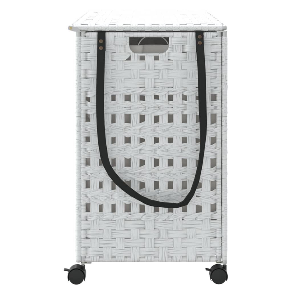 Wasmand op wielen 66x35x60 cm rattan wit