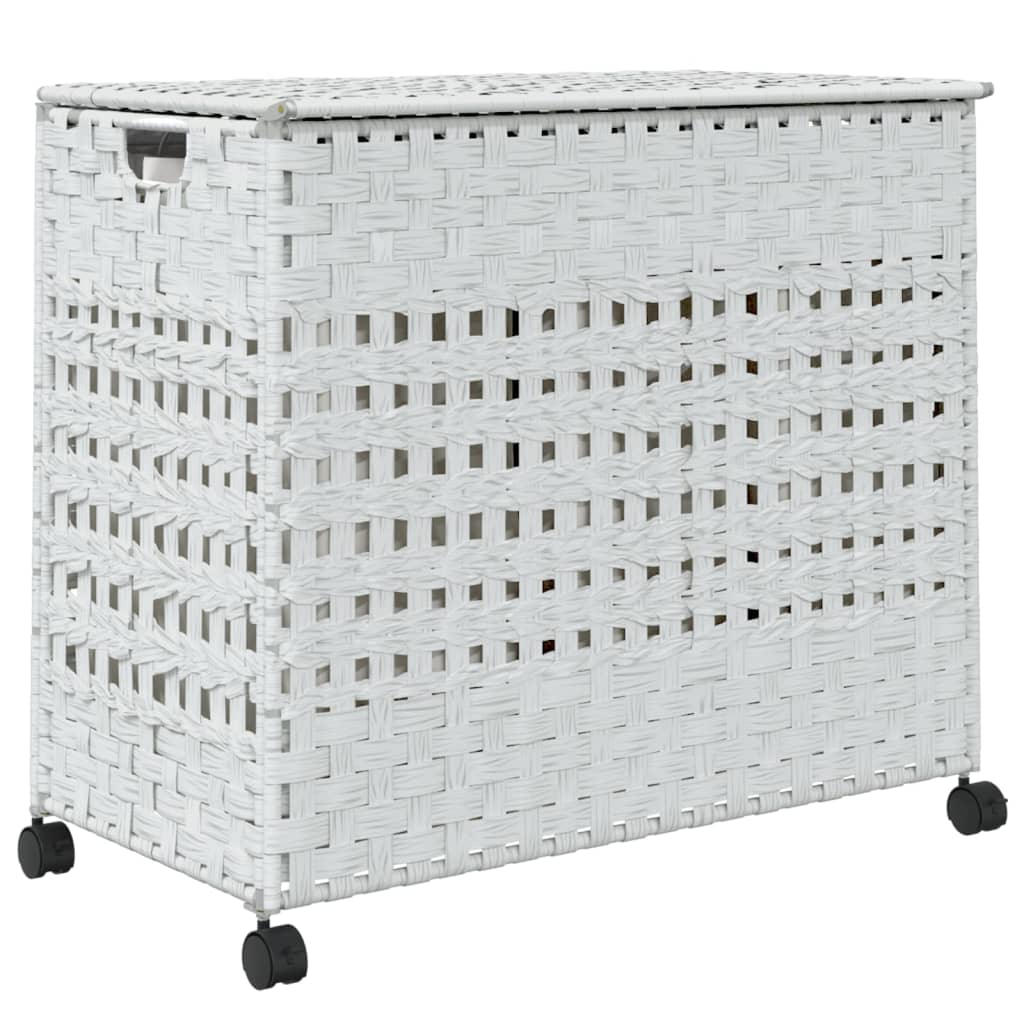 Wasmand op wielen 66x35x60 cm rattan wit