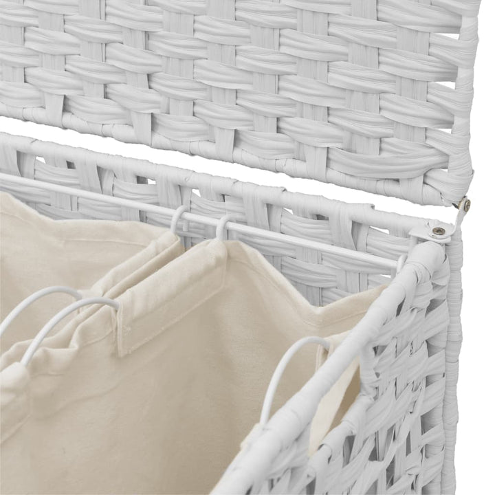 Wasmand op wielen 66x35x60 cm rattan wit