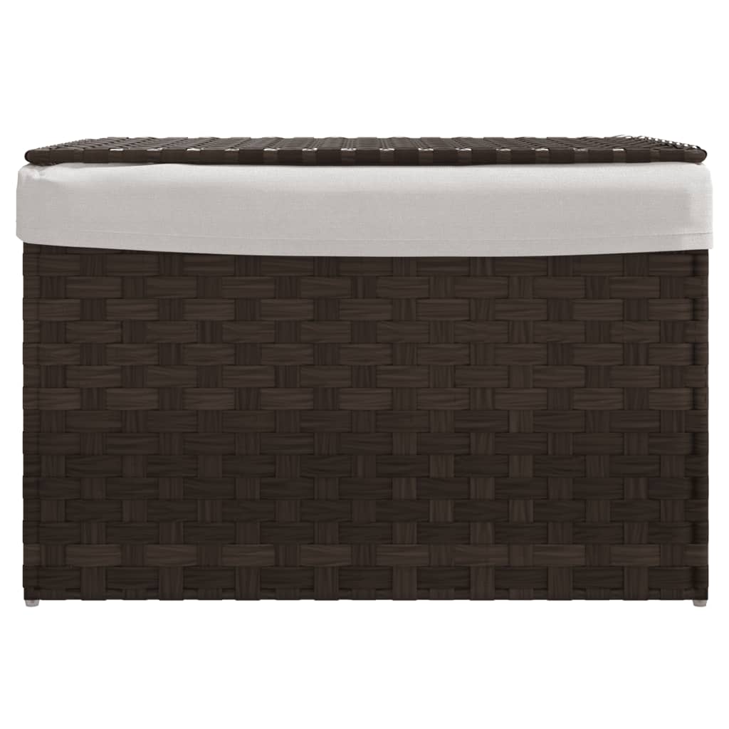 Wasmand met deksel 55,5x35x34 cm poly rattan donkerbruin