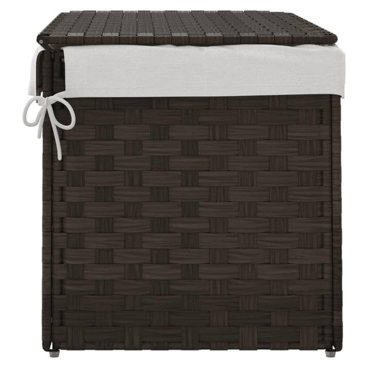 Wasmand met deksel 55,5x35x34 cm poly rattan donkerbruin