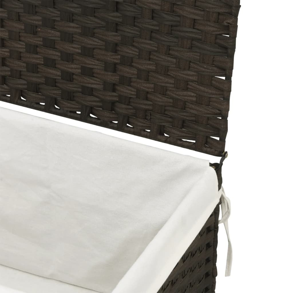 Wasmand met deksel 55,5x35x34 cm poly rattan donkerbruin