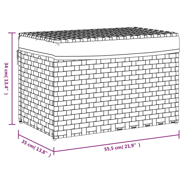 Wasmand met deksel 55,5x35x34 cm poly rattan donkerbruin