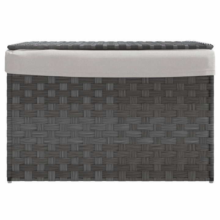 Wasmand met deksel 55,5x35x34 cm poly rattan grijs