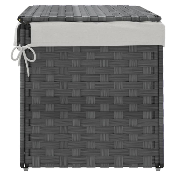 Wasmand met deksel 55,5x35x34 cm poly rattan grijs