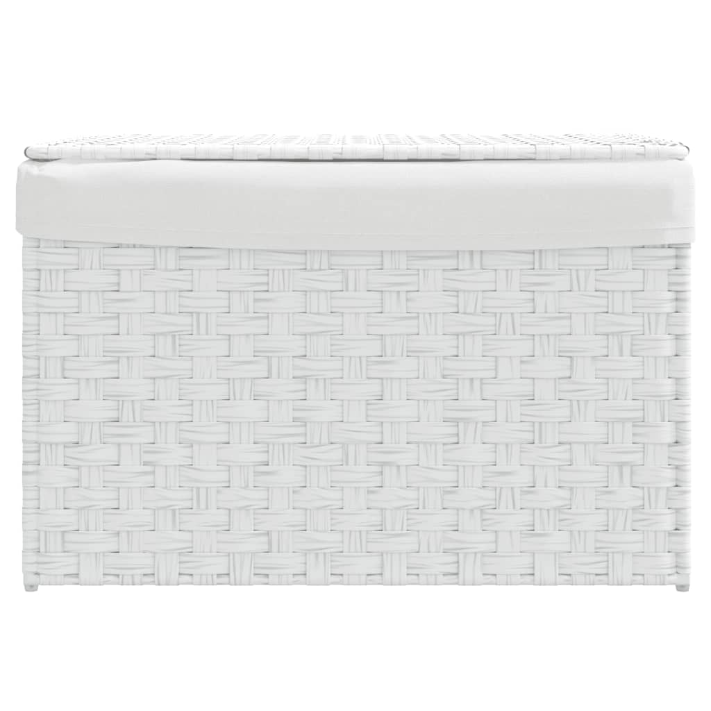 Wasmand met deksel 55,5x35x34 cm poly rattan wit