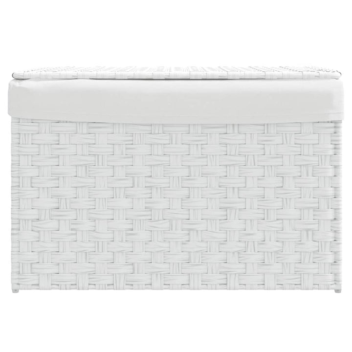 Wasmand met deksel 55,5x35x34 cm poly rattan wit