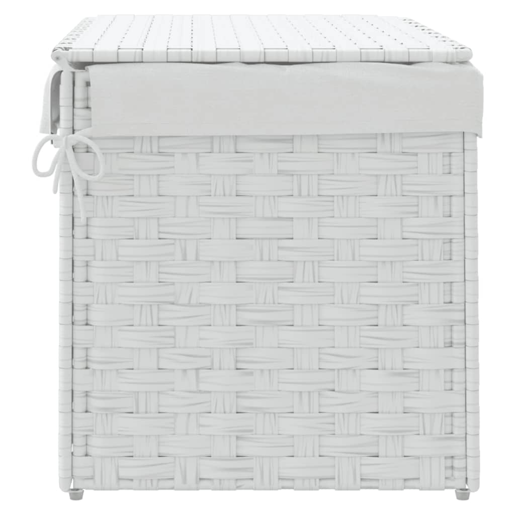 Wasmand met deksel 55,5x35x34 cm poly rattan wit