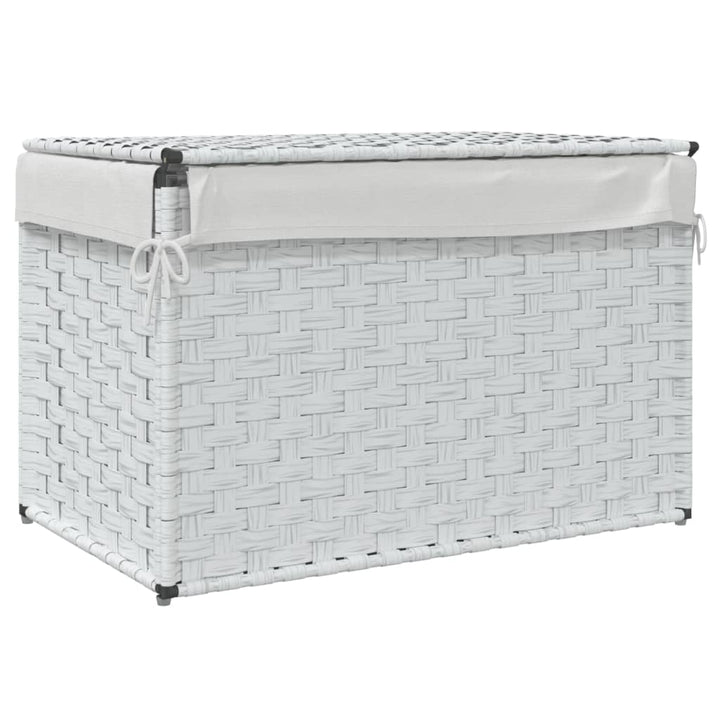 Wasmand met deksel 55,5x35x34 cm poly rattan wit