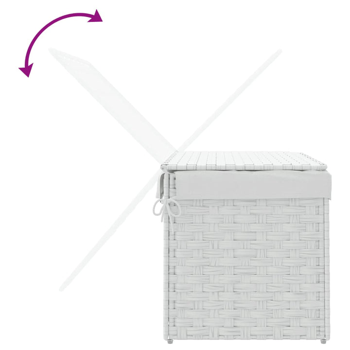 Wasmand met deksel 55,5x35x34 cm poly rattan wit