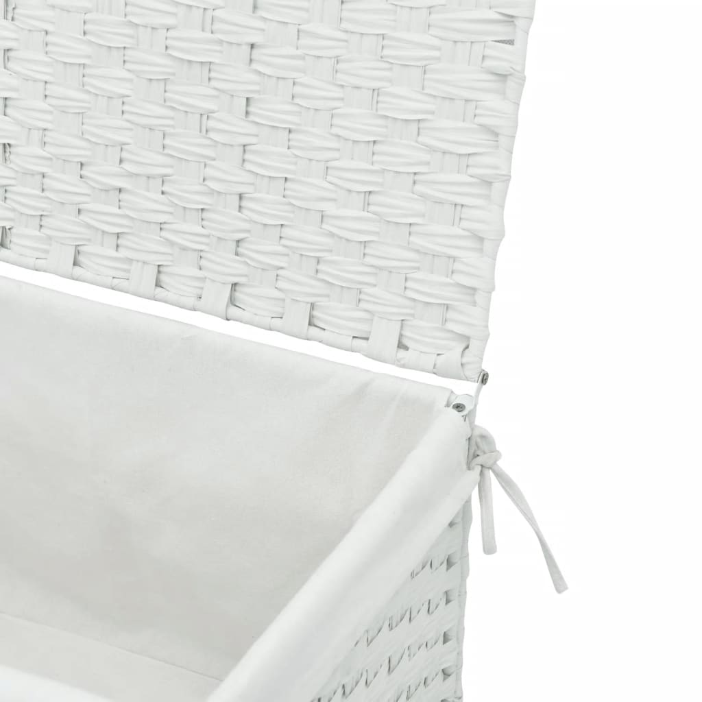 Wasmand met deksel 55,5x35x34 cm poly rattan wit