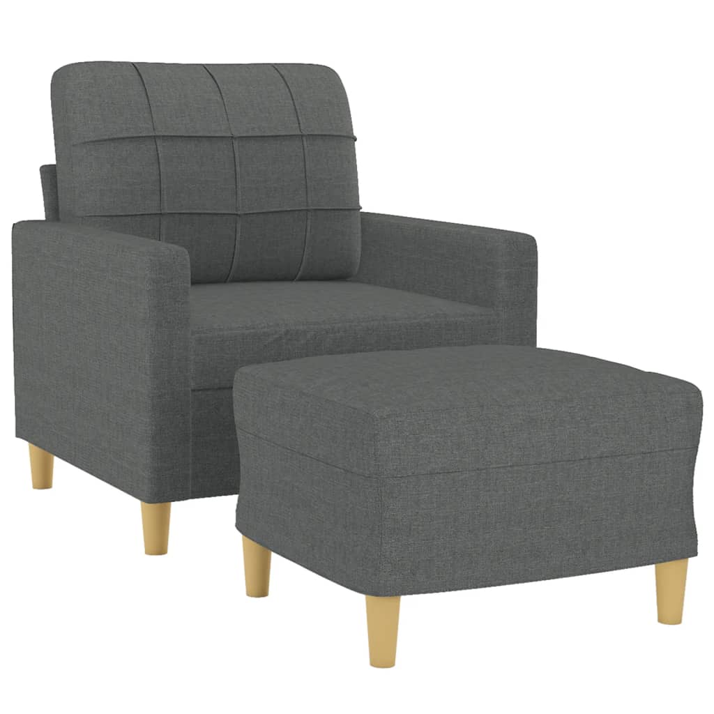 Fauteuil met voetenbank 60 cm stof donkergrijs