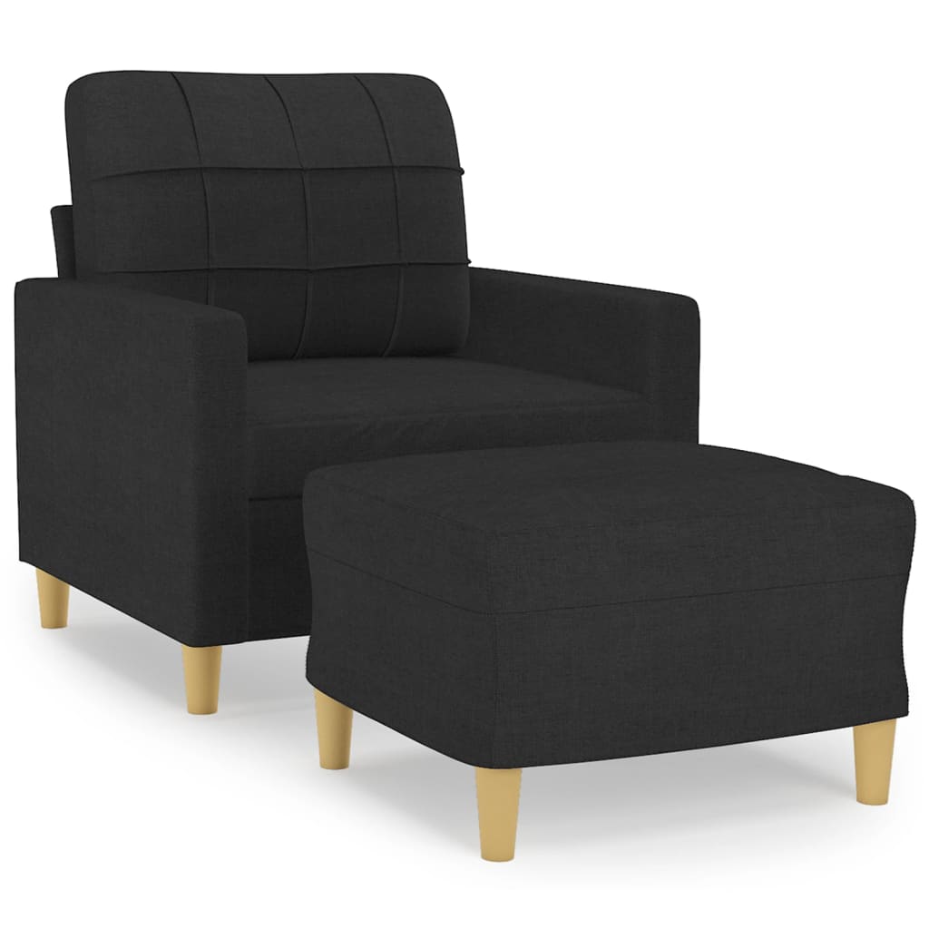 Fauteuil met voetenbank 60 cm stof zwart