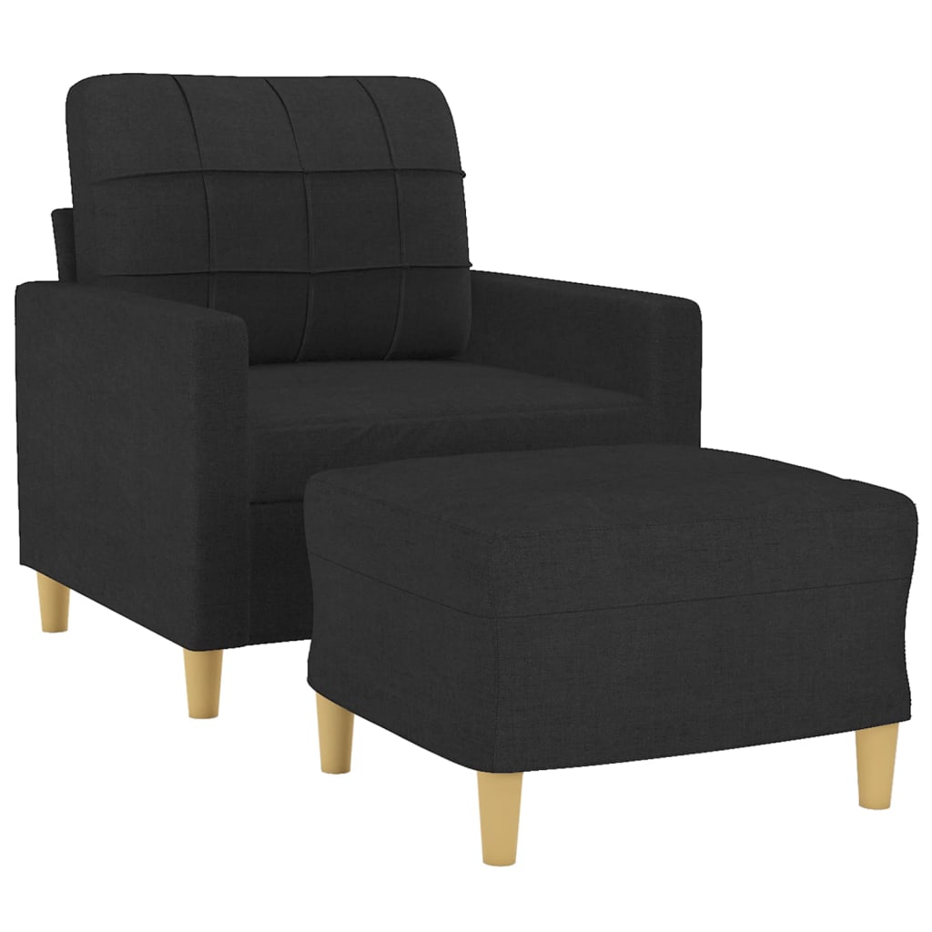 Fauteuil met voetenbank 60 cm stof zwart