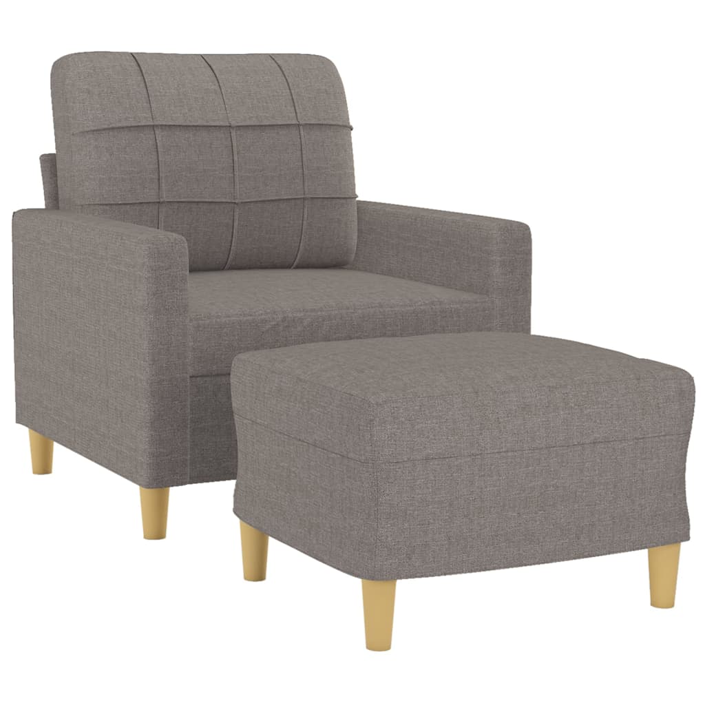 Fauteuil met voetenbank 60 cm stof taupe