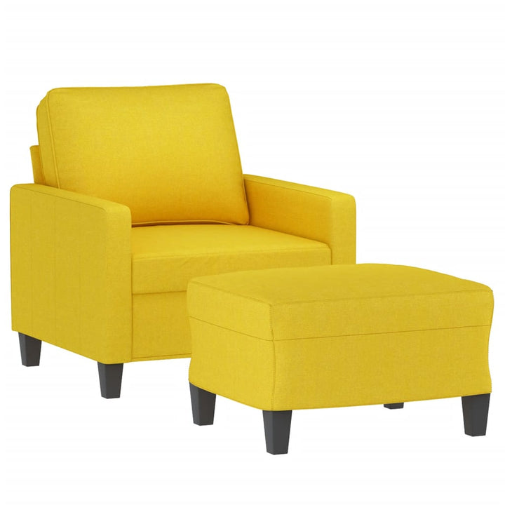 Fauteuil met voetenbank 60 cm stof lichtgeel