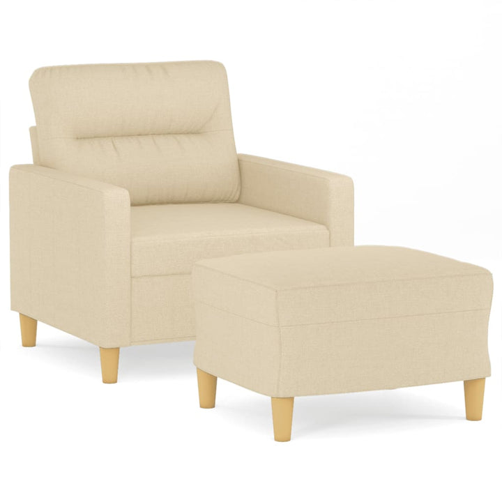 Fauteuil met voetenbank 60 cm stof crèmekleurig