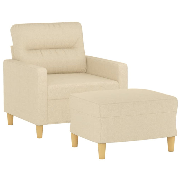 Fauteuil met voetenbank 60 cm stof crèmekleurig