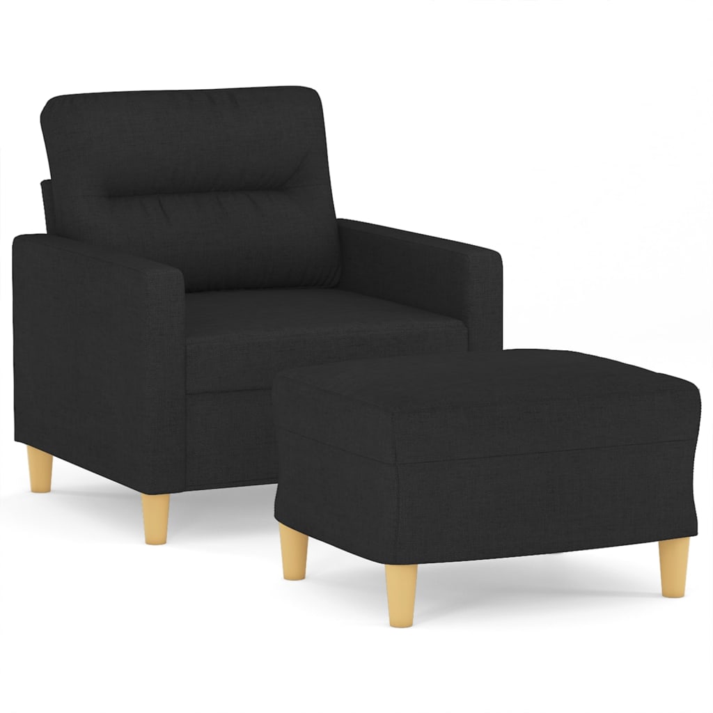 Fauteuil met voetenbank 60 cm stof zwart