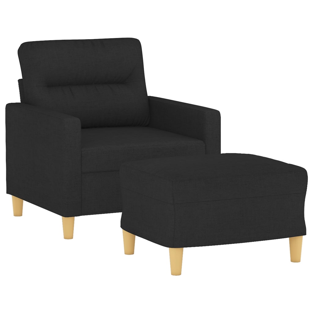 Fauteuil met voetenbank 60 cm stof zwart