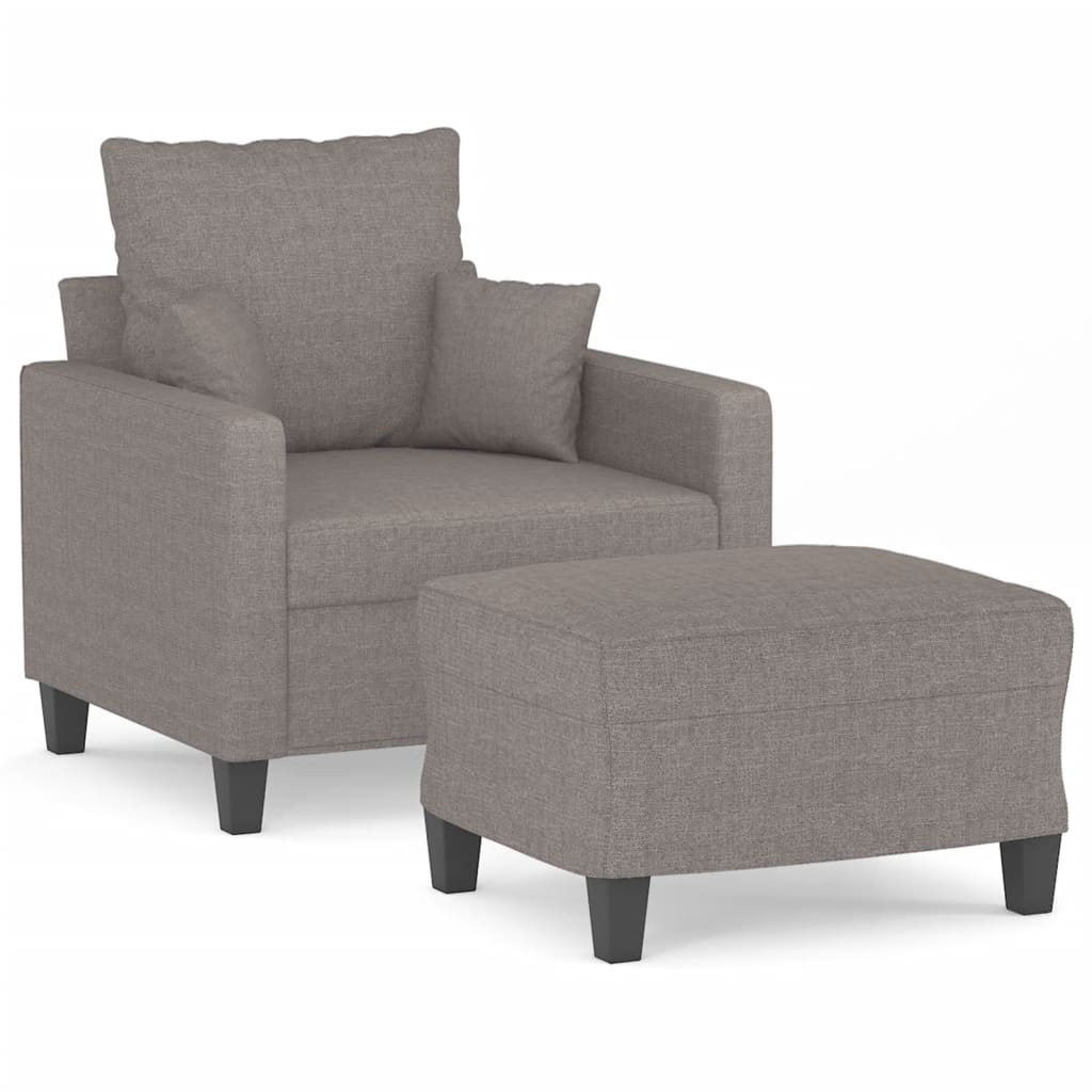 Fauteuil met voetenbank 60 cm stof taupe