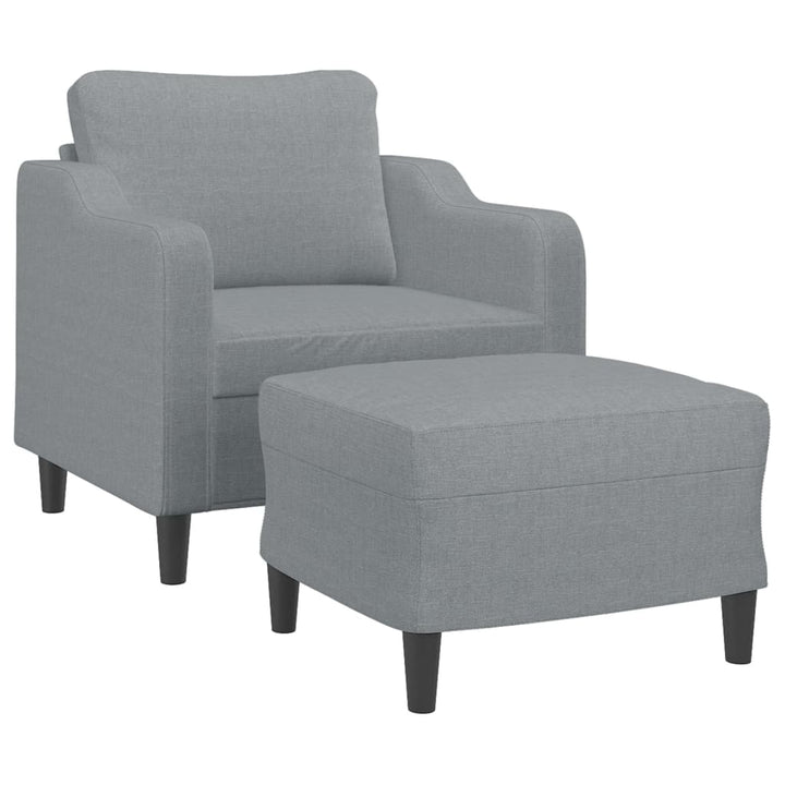 Fauteuil met voetenbank 60 cm stof lichtgrijs