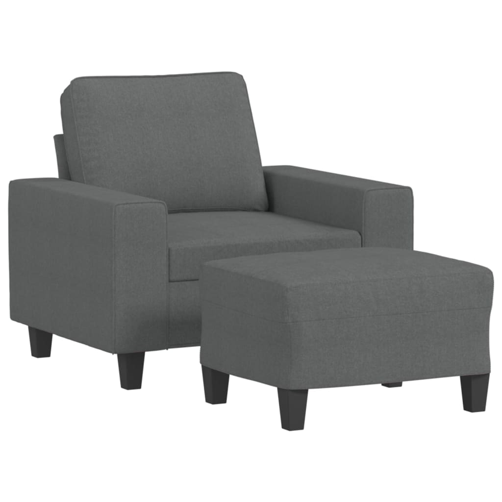 Fauteuil met voetenbank 60 cm stof donkergrijs