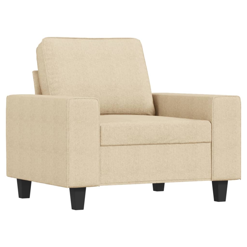 Fauteuil met voetenbank 60 cm stof crèmekleurig