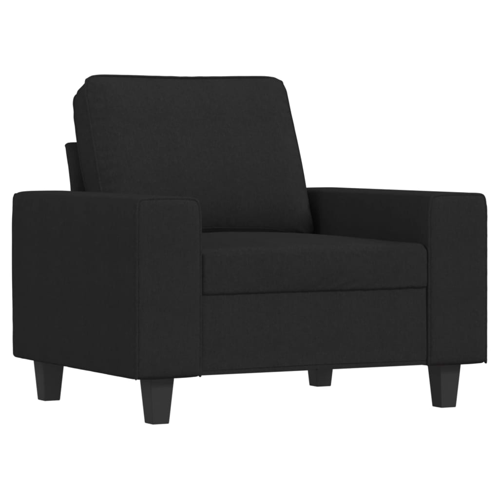 Fauteuil met voetenbank 60 cm stof zwart