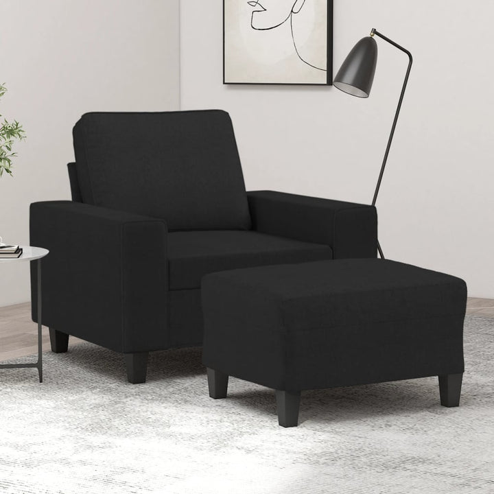 Fauteuil met voetenbank 60 cm stof zwart