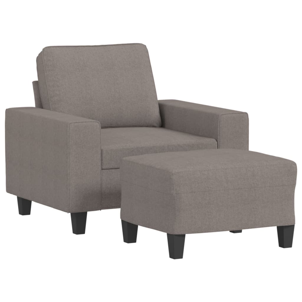 Fauteuil met voetenbank 60 cm stof taupe