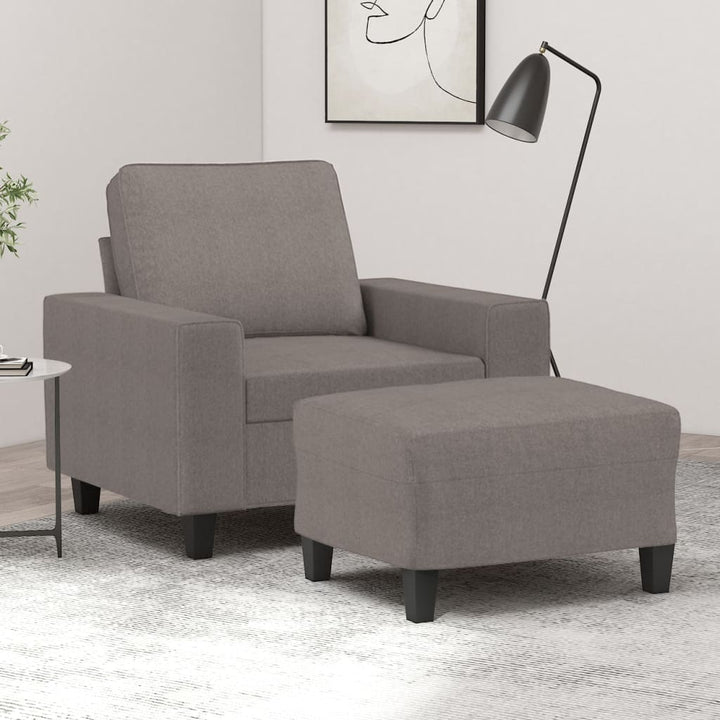 Fauteuil met voetenbank 60 cm stof taupe