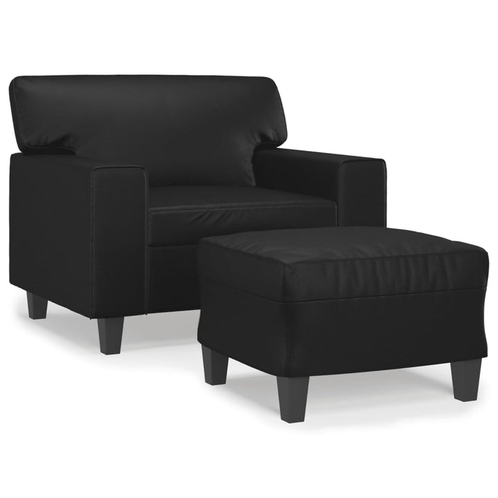 Fauteuil met voetenbank 60 cm kunstleer zwart