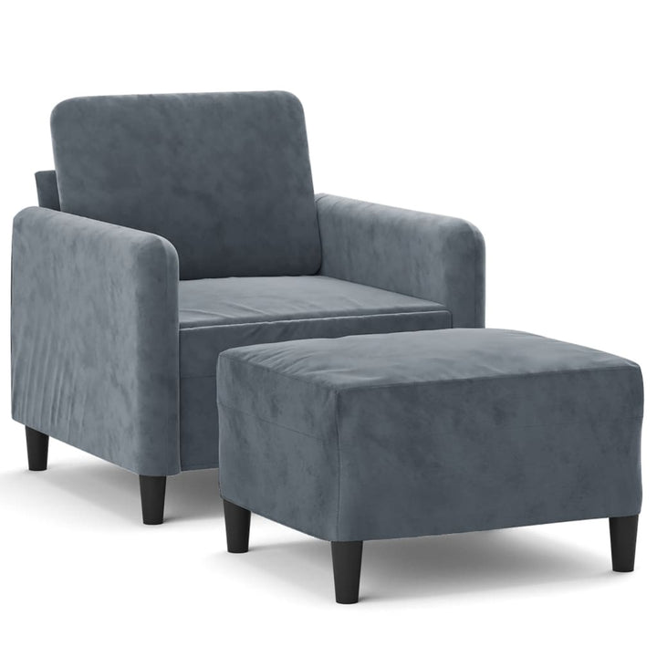 Fauteuil met voetenbank 60 cm fluweel donkergrijs