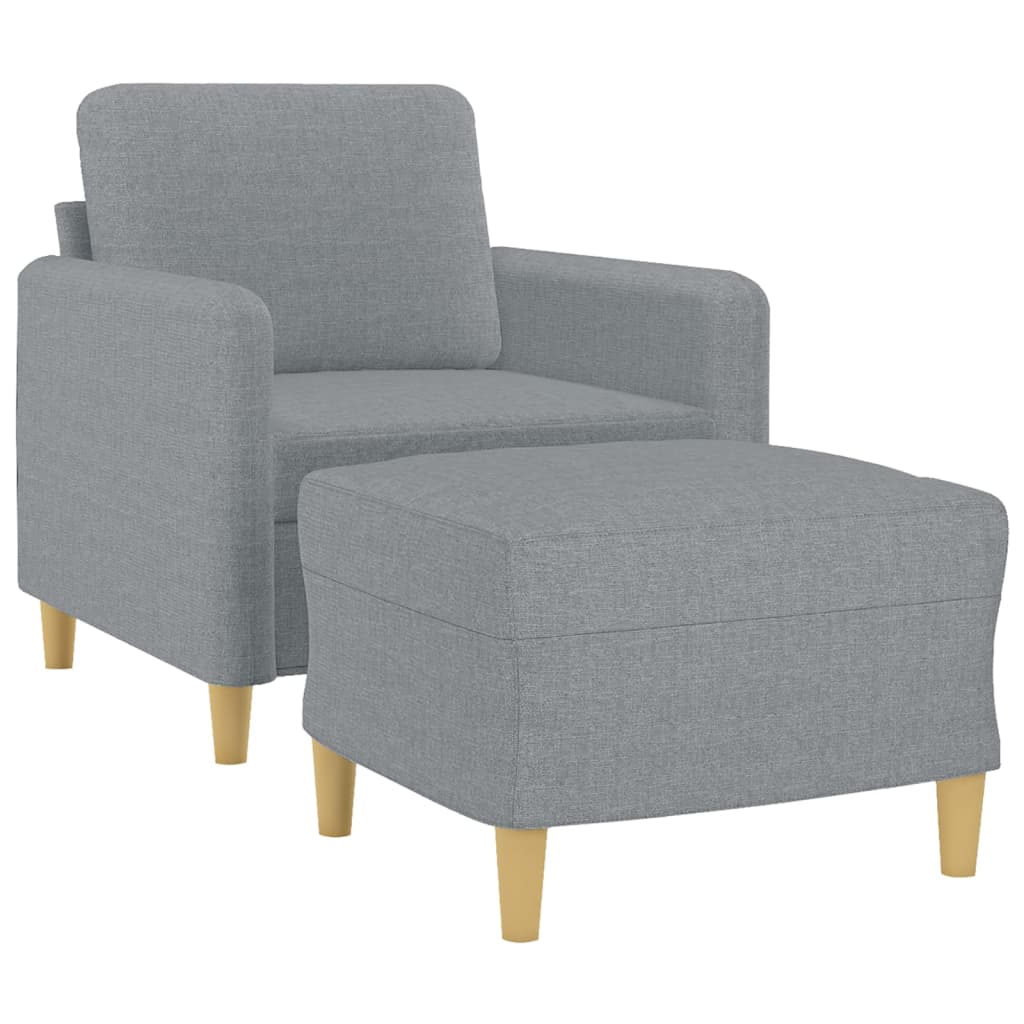 Fauteuil met voetenbank 60 cm stof lichtgrijs