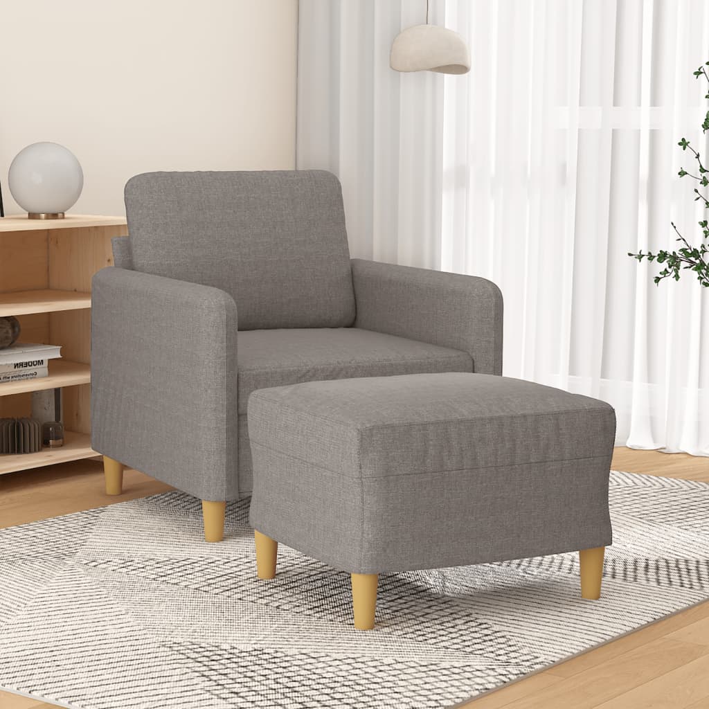 Fauteuil met voetenbank 60 cm stof taupe