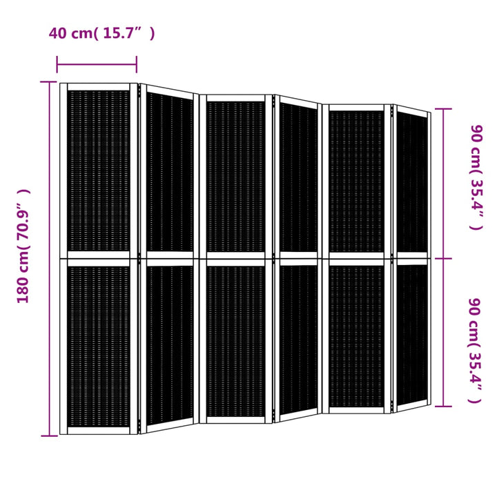 Kamerscherm met 6 panelen massief paulowniahout bruin