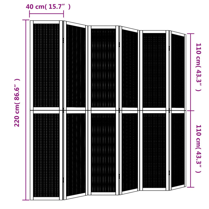 Kamerscherm met 6 panelen massief paulowniahout bruin