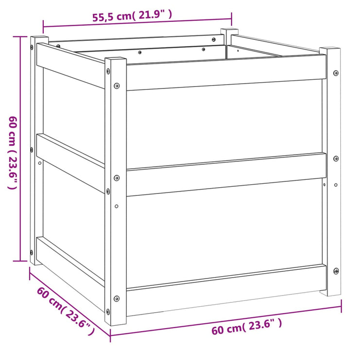 Plantenbak 60x60x60 cm massief groenhout