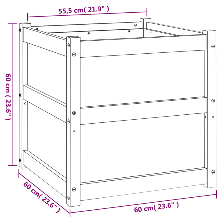 Plantenbak 60x60x60 cm massief groenhout wit