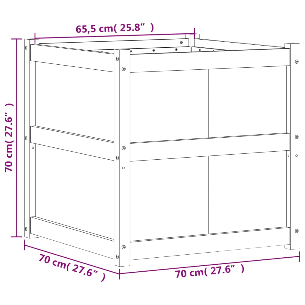 Plantenbak 70x70x70 cm massief grenenhout