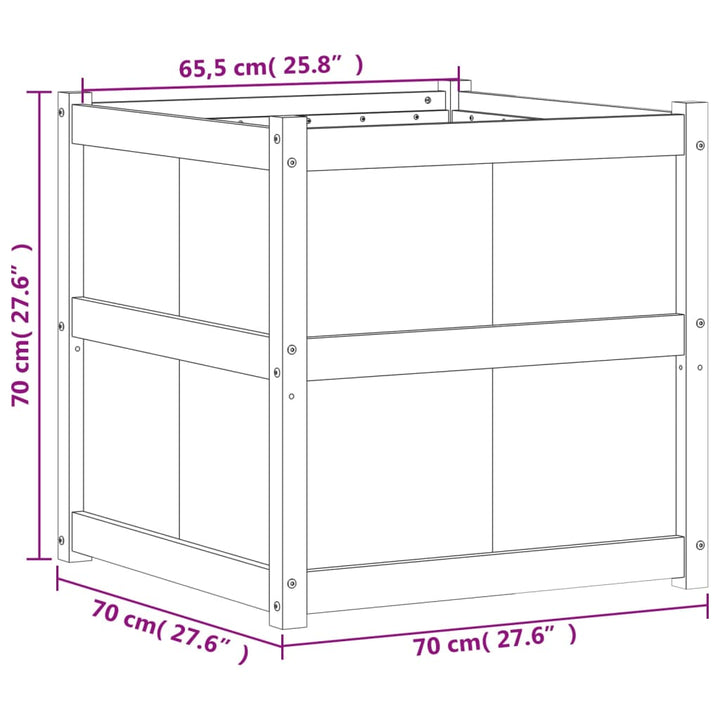 Plantenbak 70x70x70 cm massief groenhout