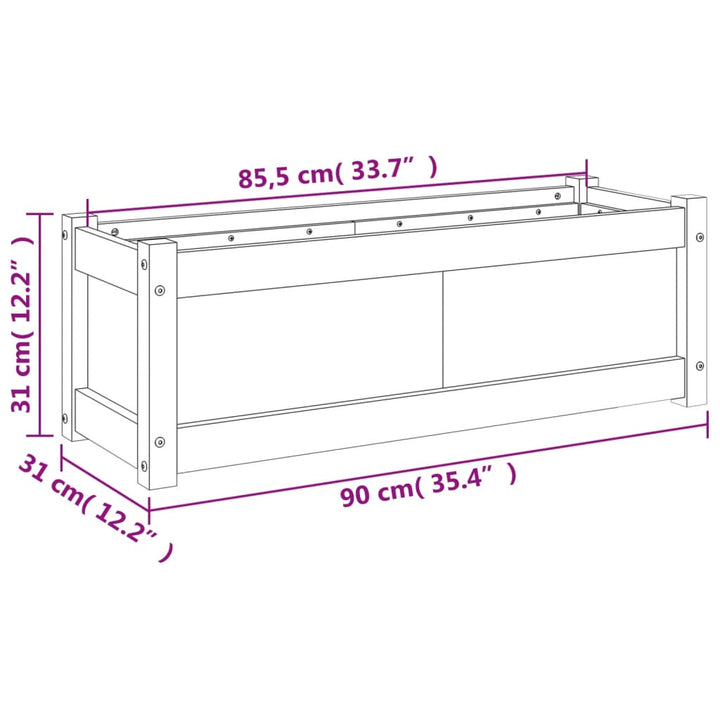 Plantenbak 90x31x31 cm massief grenenhout wit