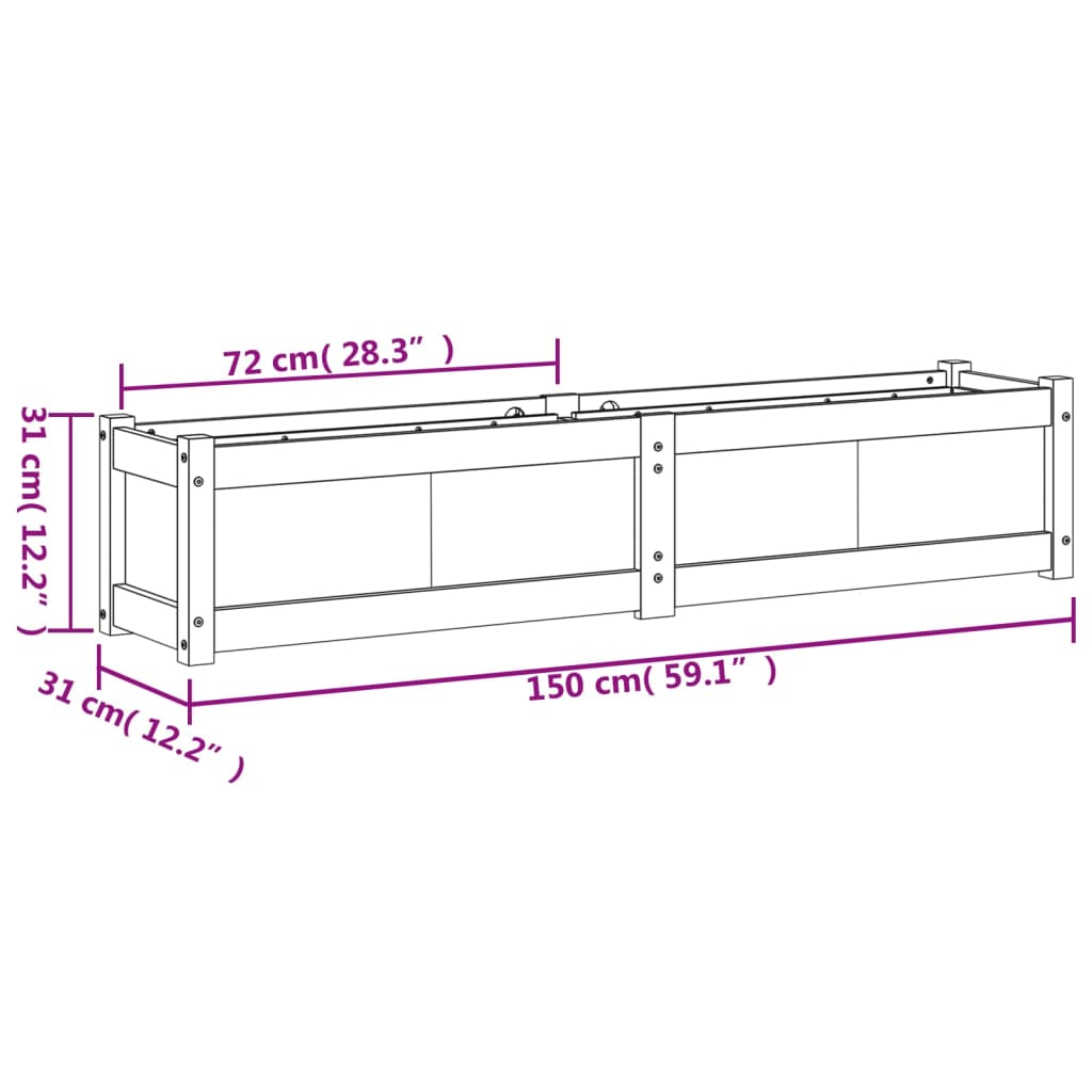 Plantenbak 150x31x31 cm massief grenenhout wasbruin