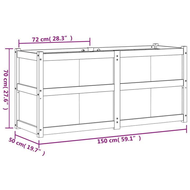 Plantenbak 150x50x70 cm massief grenenhout wasbruin