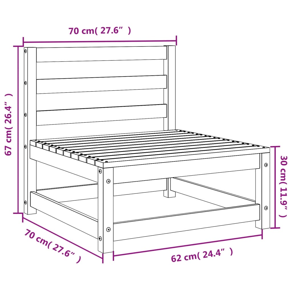 Tuinbank zonder armleuningen 2 st 70x70x67 cm grenenhout