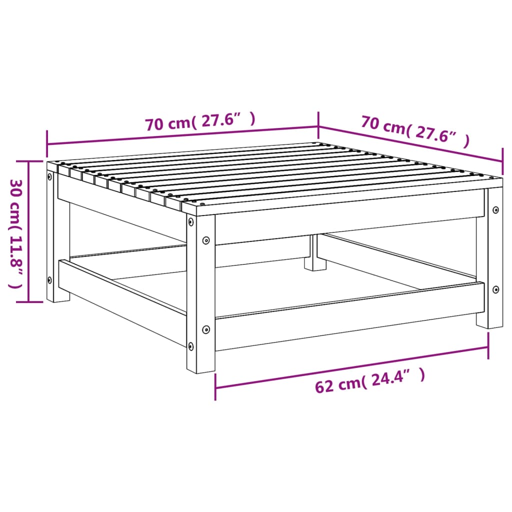 Tuinvoetenbank 70x70x30 cm massief grenenhout