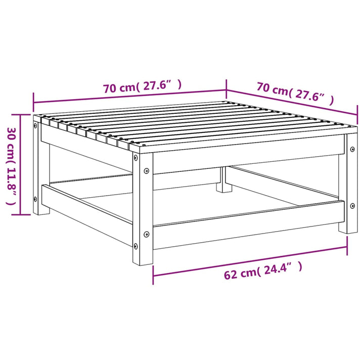 Tuinvoetenbank 70x70x30 cm massief grenenhout