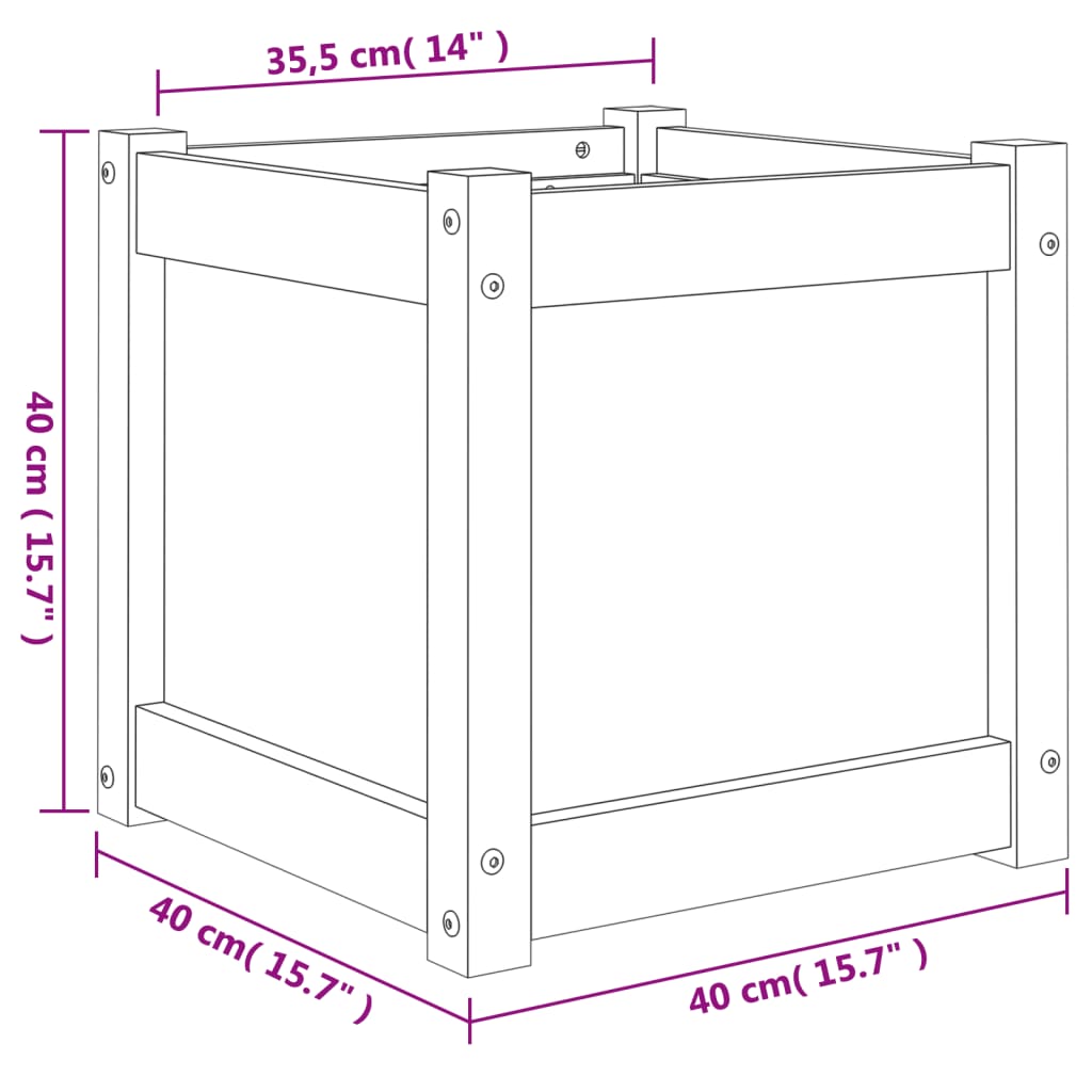 Plantenbak 40x40x40 cm massief grenenhout