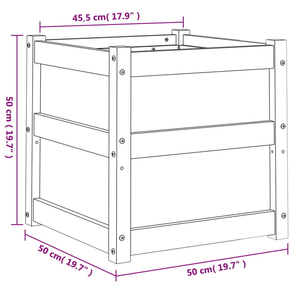 Plantenbak 50x50x50 cm massief douglashout